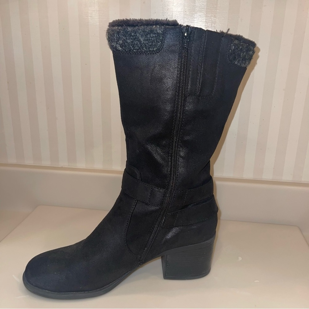 BARE TRAPS Womens Willow Black Heeled Riding Boots Round Toe Stacked Heel - Picture 9 of 16